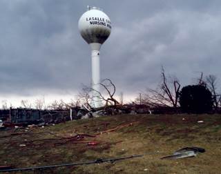Tornado damage in the area near the LaSalle County Nursing Home. Credit: Equinox Weather LLC Tornado damage in the area near the LaSalle County Nursing Home. Credit: Equinox Weather LLC