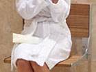Shower seat offers fold-down convenience Shower seat offers fold-down convenience