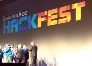 Leading Age Hackfest winners and runners-up celebrated at Monday's General Session. Leading Age Hackfest winners and runners-up celebrated at Monday's General Session.