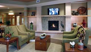 The renovations at Brandel Health & Rehab include a new resident lounge with a fireplace The renovations at Brandel Health & Rehab include a new resident lounge with a fireplace