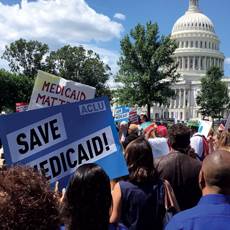 Protestors rally at the U.S. Capitol on Tuesday over potential cuts to Medicaid. Protestors rally at the U.S. Capitol on Tuesday over potential cuts to Medicaid.